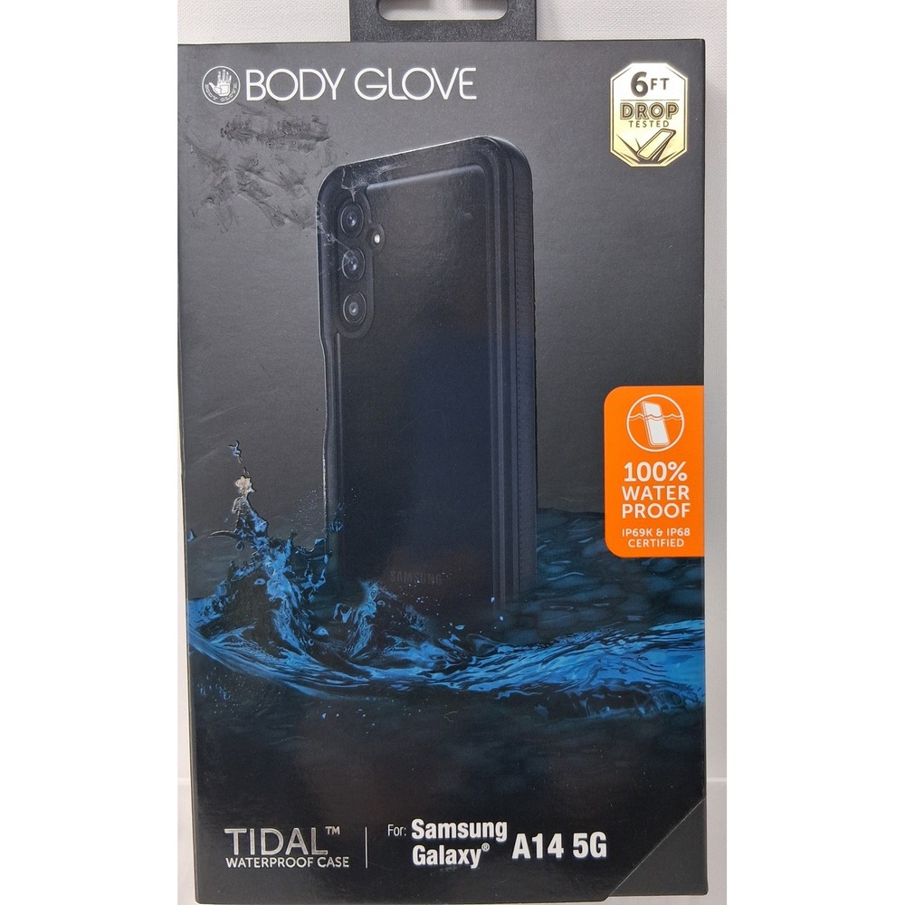 Body Glove Tidal Waterproof Case Samsung Galaxy A14 5G Black 6ft Drop Tested